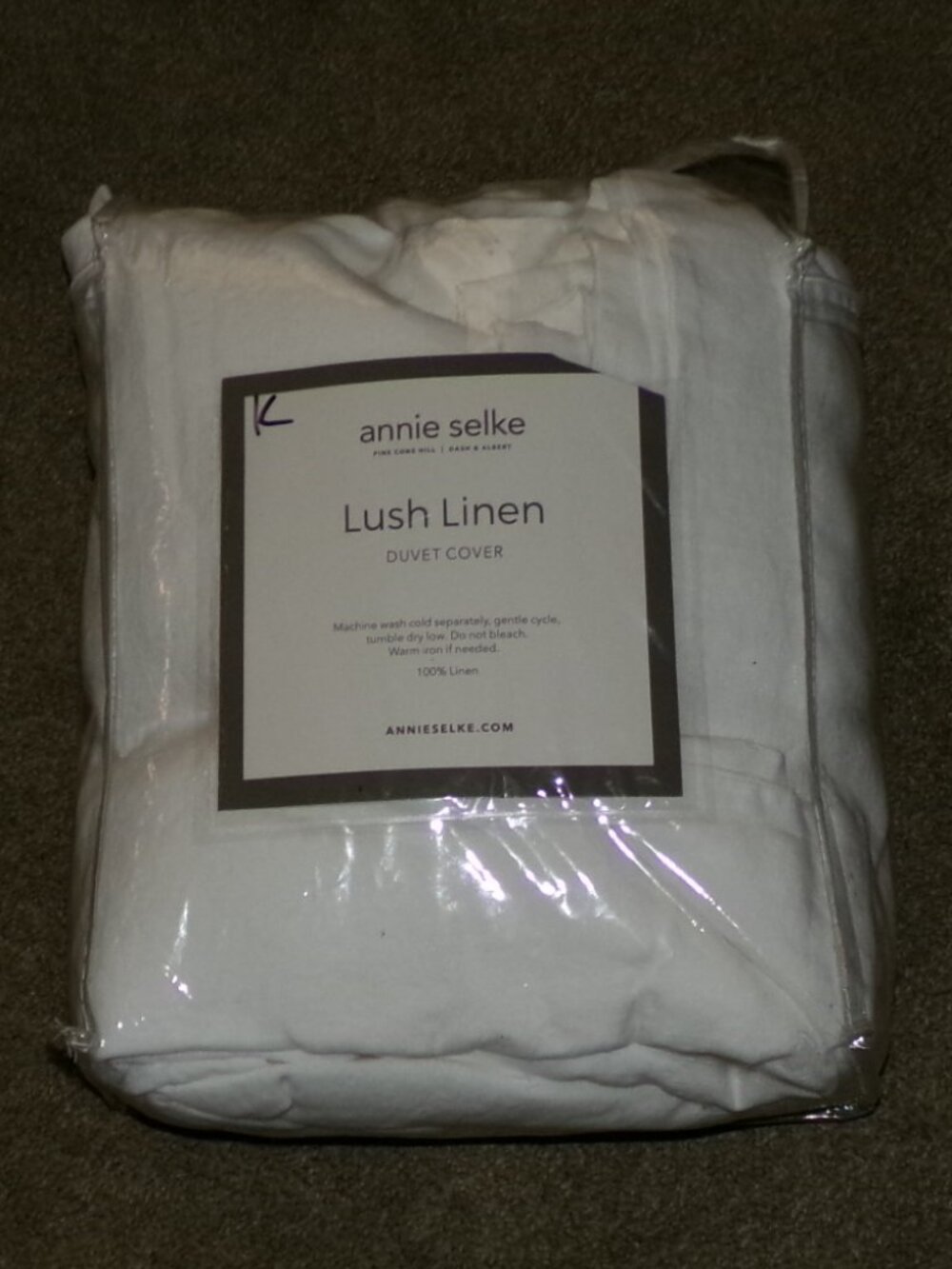 NEW Annie Selke LUSH LINEN KING Size 100% Linen White Duvet Cover Minimalist